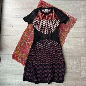 M Missoni Multicolored Wave Fit & Flare Knit Dress